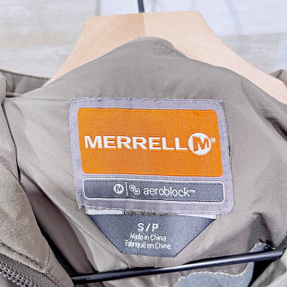 Merrell Aeroblock Windbreaker Jacket Olive Green Mock Neck Lined Mens Small - Picture 6 of 7